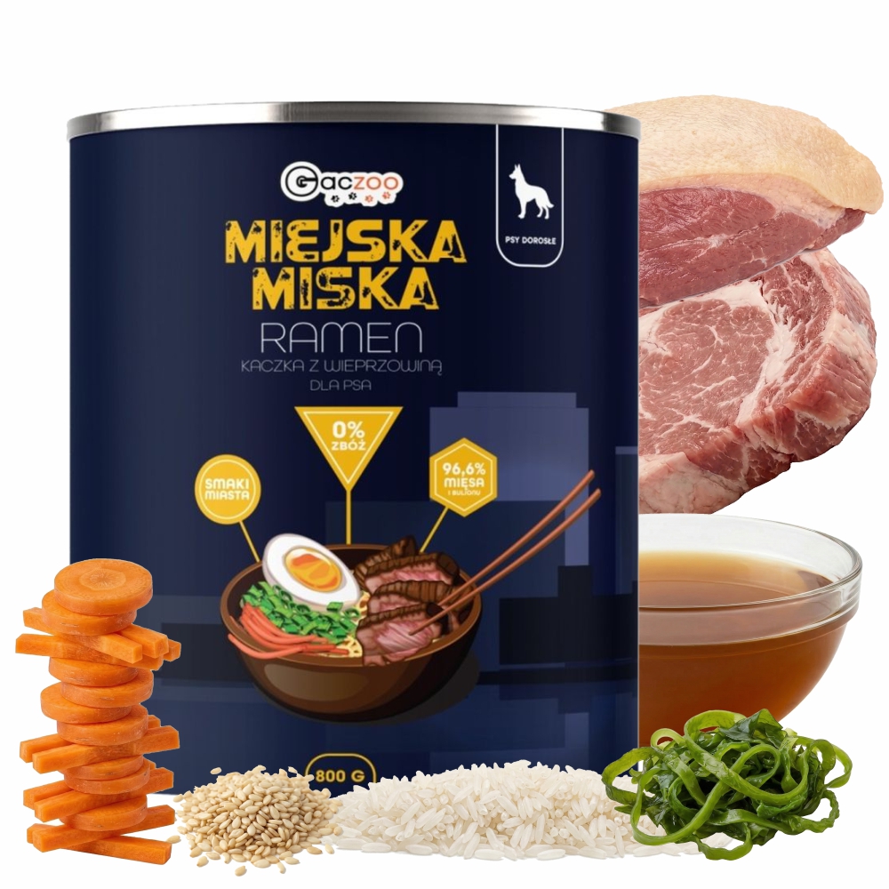 Gaczoo Miejska Miska karma mokra dla psa Ramen Style 800g